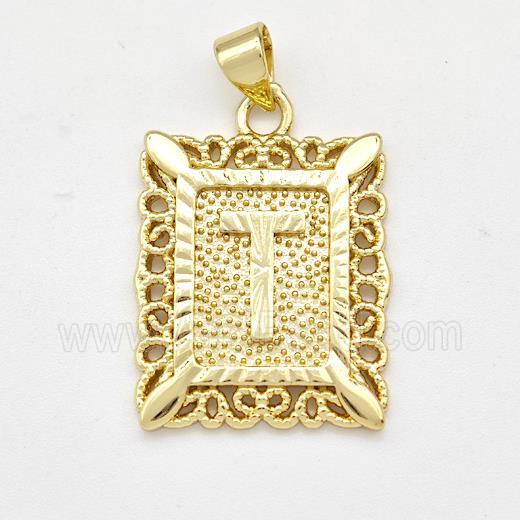 Copper Letter-T Pendant Frame Gold Plated
