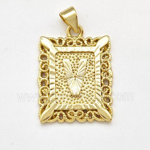 Copper Letter-V Pendant Frame Gold Plated