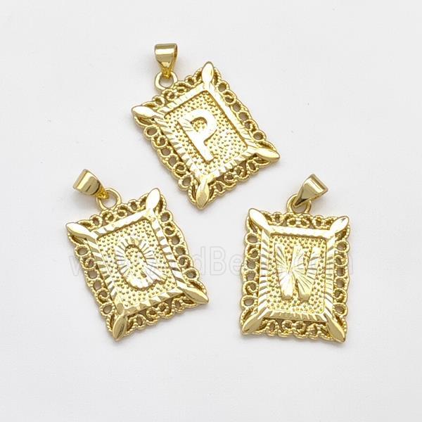 Copper Alphabet Pendant Frame Gold Plated Mixed Letters