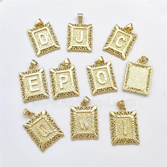 Copper Alphabet Pendant Frame Gold Plated Mixed Letters