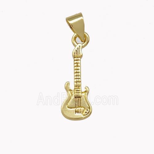 Guitar Charms Copper Pendant Gold Plated