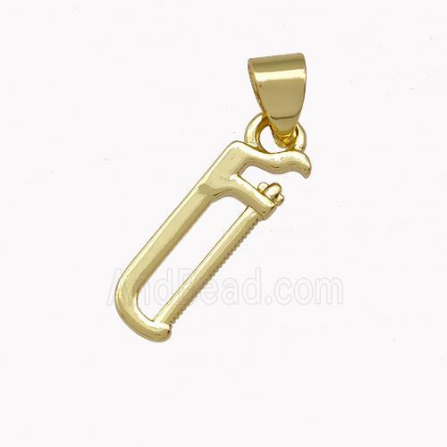 Hacksaw Charms Copper Pendant Gold Plated
