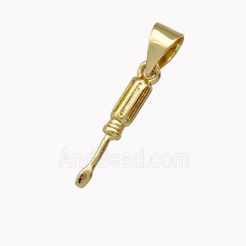 Screwdriver Charms Copper Pendant Gold Plated