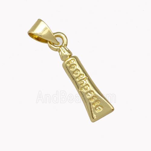 Tooth Paste Charms Copper Pendant Gold Plated