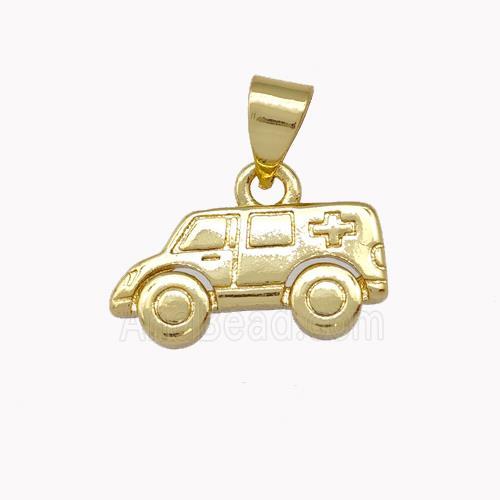 Ambulance Car Charms Copper Pendant Gold Plated