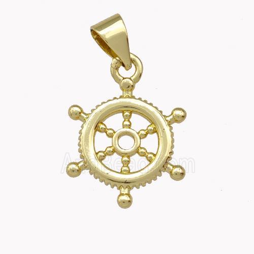 Ships Wheel Charms Copper Pendant Gold Plated