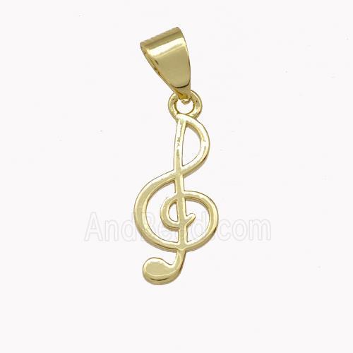 Musical Note Charms Copper Treble Clef Pendant Gold Plated