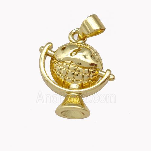 Globe Charm Copper Pendant Gold Plated