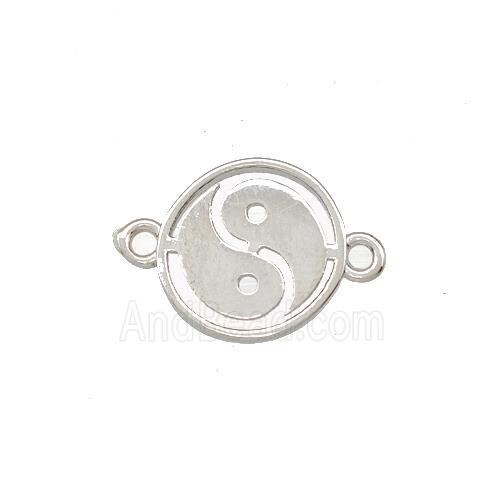 Taichi Charms Copper Yinyang Connector Platinum Plated