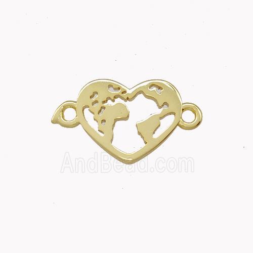 Copper Heart Connector Globe Maps Gold Plated