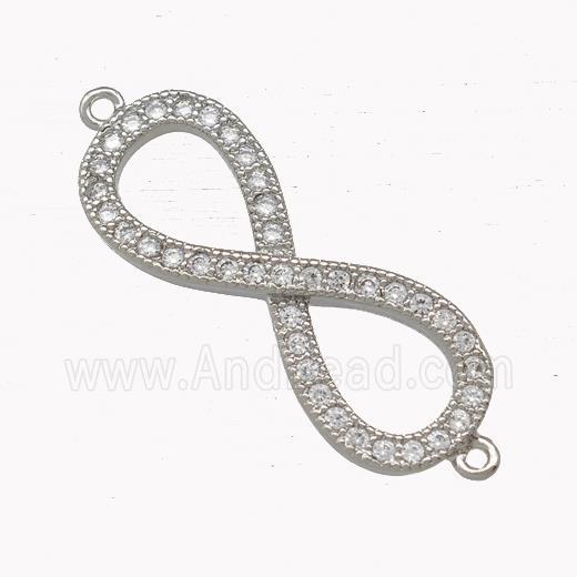 Copper Infinity Connector Pave Zirconia Platinum Plated