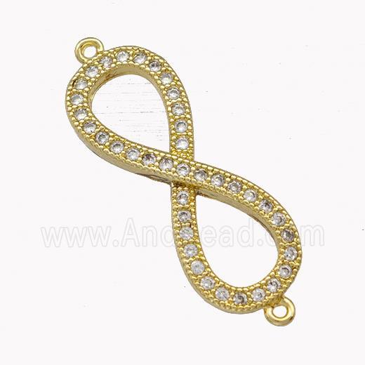 Copper Infinity Connector Pave Zirconia Gold Plated