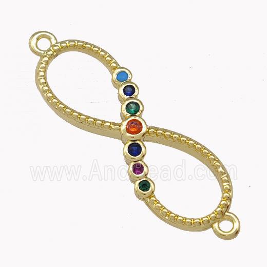 Copper Infinity Connector Pave Zirconia Gold Plated