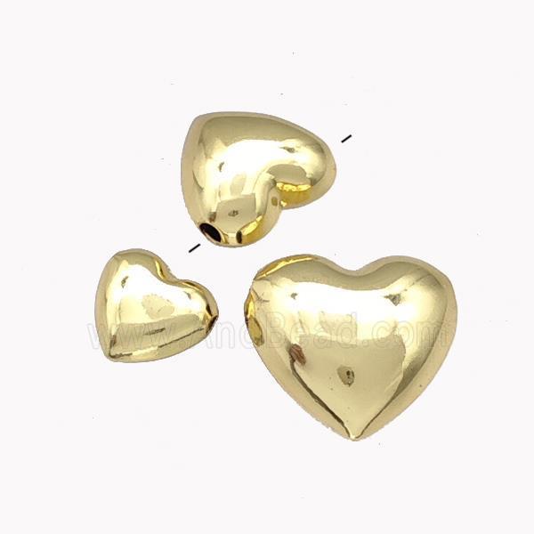Copper Heart Beads Hollow Gold Plated