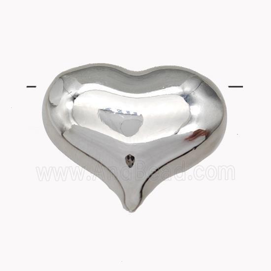 Copper Heart Beads Hollow Platinum Plated