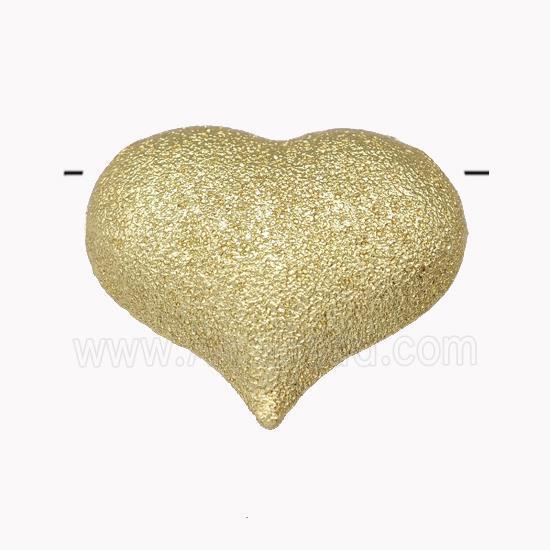 Copper Heart Beads Corrugated Hollow Gold Plated