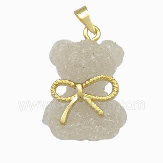 Resin Bear Pendant Bow Gold Plated