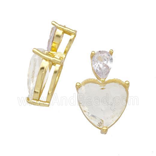 Clear Chinese Crystal Glass Heart Pendant Gold Plated