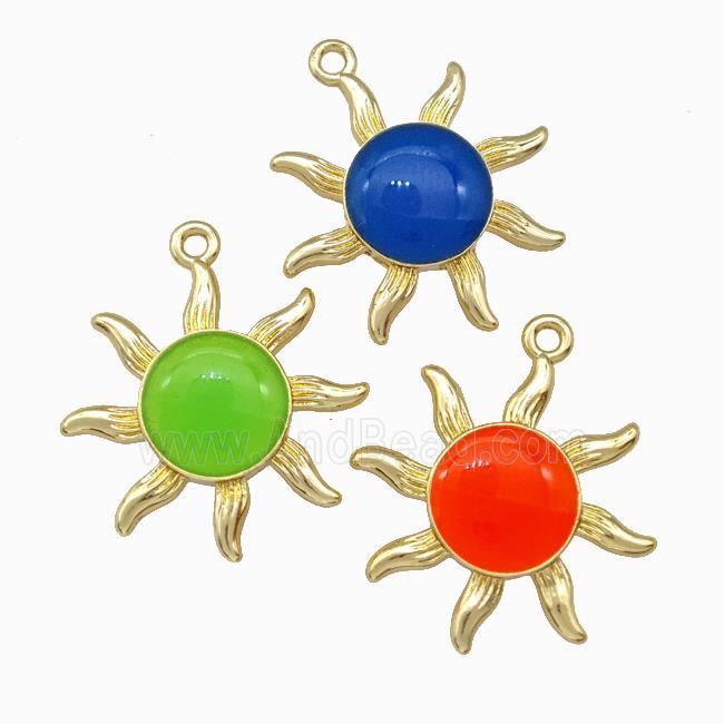 Copper Sun Pendant Gold Plated Mixed