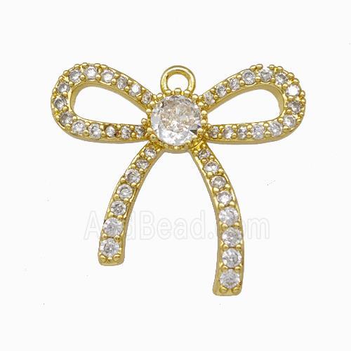 Copper Bowknot Pendant Pave Zirconia Gold Plated
