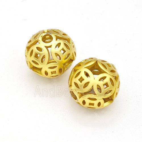 Copper Round Beads Hollow Gold Plated