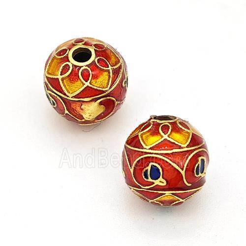 Copper Round Beads Multicolor Painted Gold Plated
