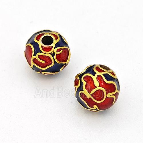 Copper Round Beads Multicolor Painted Gold Plated