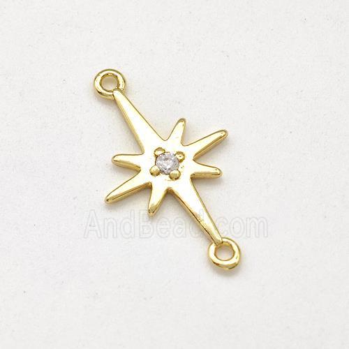 Copper Northstar Pendant Pave Zirconia Gold Plated