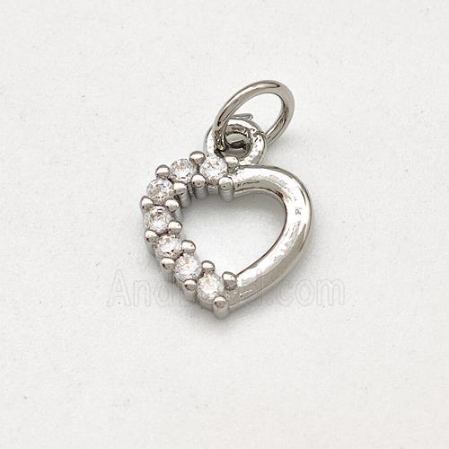 Copper Heart Pendant Pave Zirconia Platinum Plated