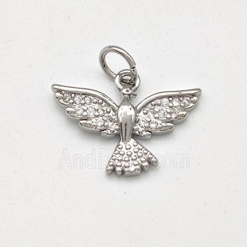Copper Eagle Pendant Pave Zirconia Hawk Bird Platinum Plated