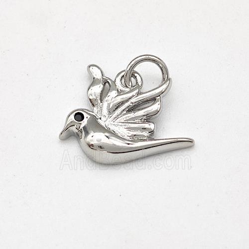 Peace Charms Copper Pendant Pave Zirconia Platinum Plated