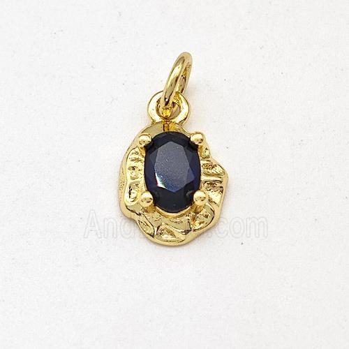 Copper Pendant Pave Black Zirconia Gold Plated