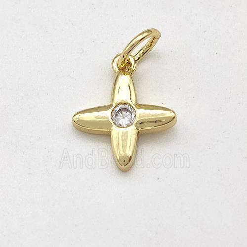 Copper Cross Pendant Pave Zirconia Gold Plated