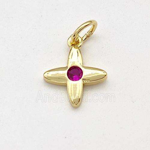 Copper Cross Pendant Pave Zirconia Gold Plated