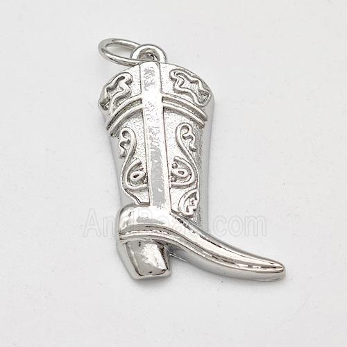 Cowboy Boot Charms Copper Shoe Pendant Platinum Plated