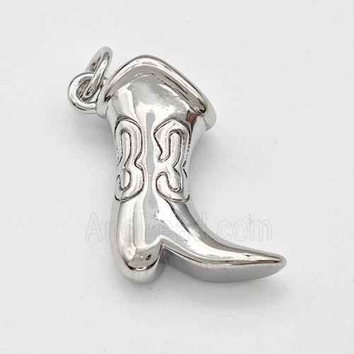 Cowboy Boot Charms Copper Shoe Pendant Platinum Plated
