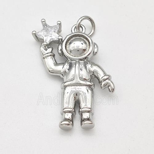 Copper Pendant pave zircon, Platinum Plated