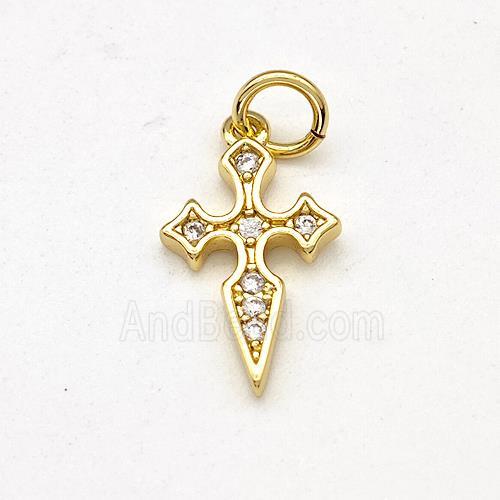 Copper Cross Pendant Micro Pave Zirconia Gold Plated