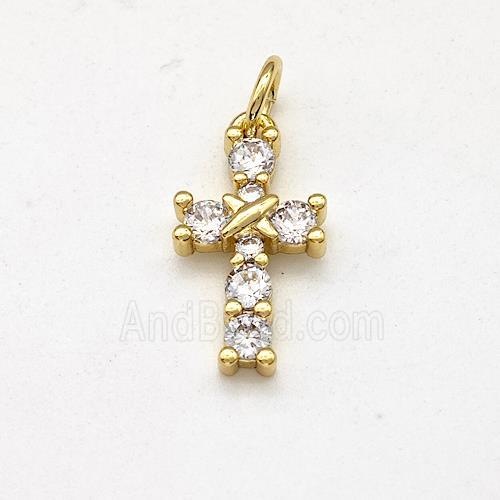 Copper Cross Pendant Micro Pave Zirconia Gold Plated