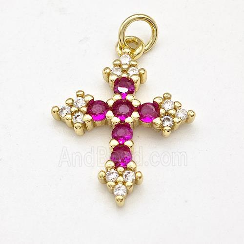 Copper Cross Pendant Micro Pave Zirconia Gold Plated