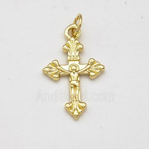 Copper Crucifix Cross Pendant Jesus Gold Plated