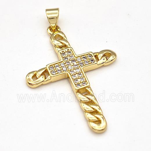 Copper Cross Pendant Pave Zirconia Gold Plated