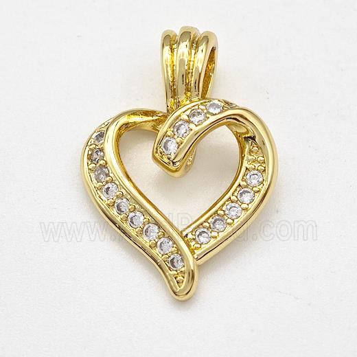 Copper Heart Pendant Micro Pave Zirconia Gold Plated
