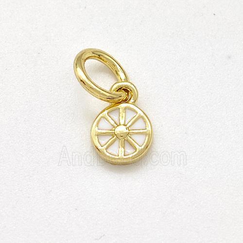 Copper Flower Pendant White Enamel Gold Plated