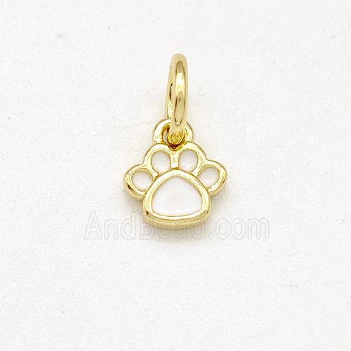 Copper Paws Charms Pendant White Enamel Gold Plated