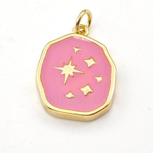 Copper Northstar Pendant Pink Enamel Gold Plated