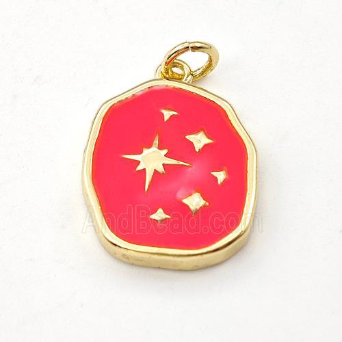 Copper Northstar Pendant Red Enamel Gold Plated