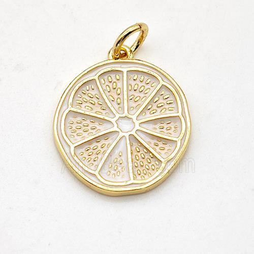 Lemon Charms Copper Fruit Pendant White Enamel Gold Plated