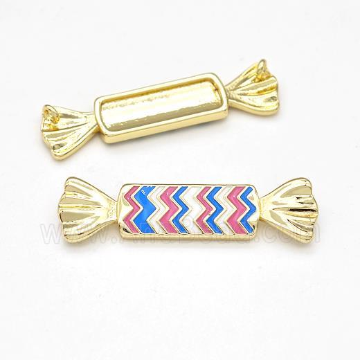 Candy Charms Copper Pendant Multicolor Enamel 2loops Gold Plated