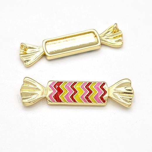 Candy Charms Copper Pendant Multicolor Enamel 2loops Gold Plated